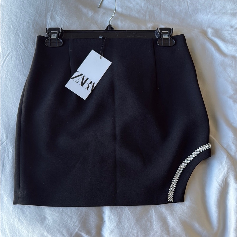 Zara Black Mini Skirt with rhinestone Accent